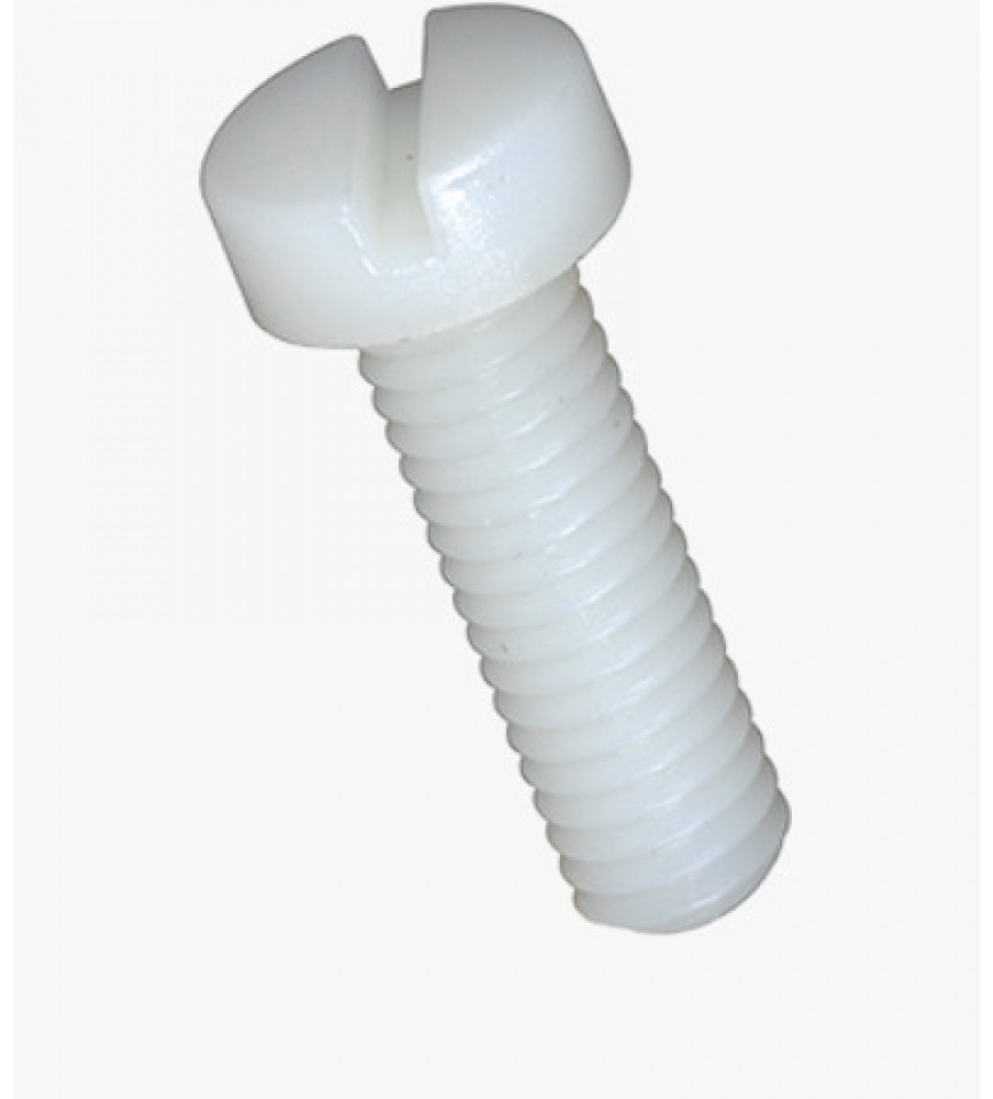 Nylon M3 X 20mm White Cheese Slotted Head Bolt and Nut set (10 pcs) Nylon